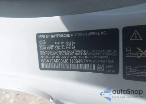 2021 BMW M440I xDrive from USA, damaged, VIN WBA13AR08MCH13849